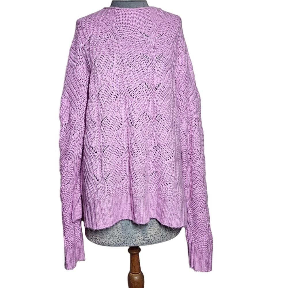 J Crew Purple Open Knit Alpaca Blend Sweater Size XL